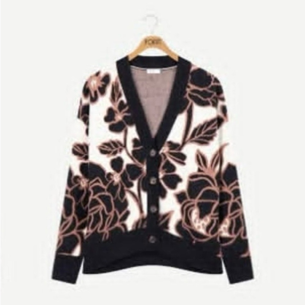 Point Jacquard Cardi Oversized Floral